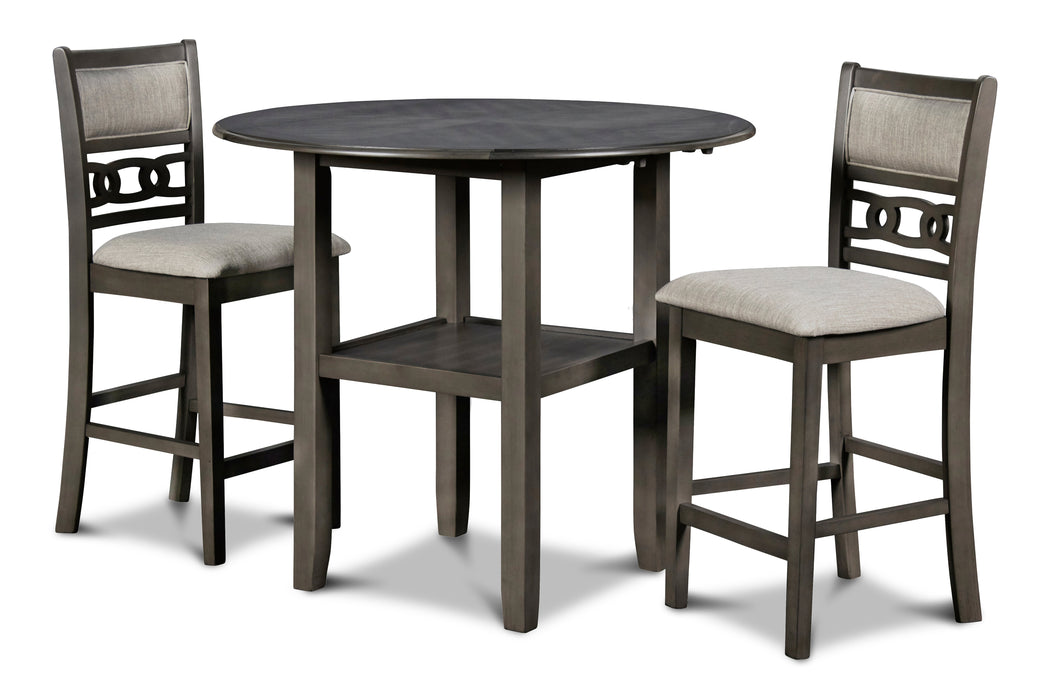 Gia 3 Pc 42" Counter Drop Leaf Table & 2 Chairs-Gray