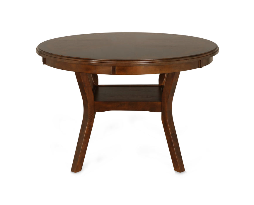 Gia 5 Pc 47" Round Dining Table & 4 Chairs-Brown