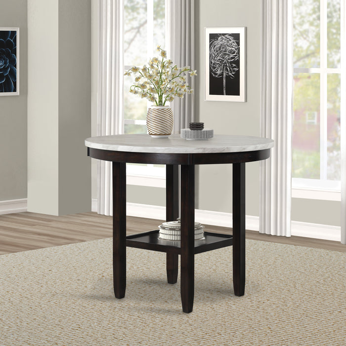 Celeste 42" Round Counter Table-Espresso/Faux Marble