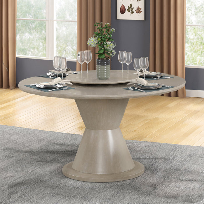 Gwendolyn Round Dining Table Top & Lazy Susan-Cerused Taupe