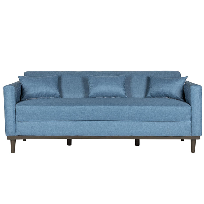 AIDEN SOFA W/3 THROW PILLOWS-BLUE