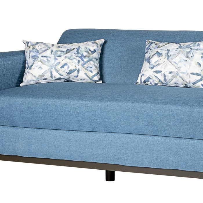 AIDEN SOFA W/3 THROW PILLOWS-BLUE