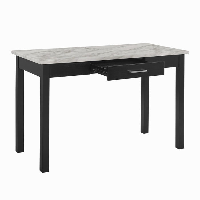 CELESTE DESK W/WHITE/GRAY FAUX MARBLE TOP-ESPRESSO BASE