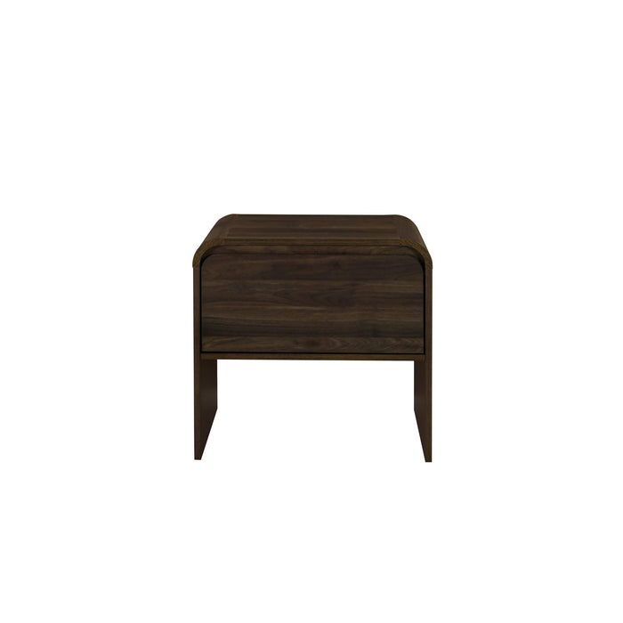 Mara One Drawer End Table / Bedside Table-Walnut