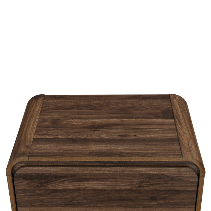 Mara Two Drawer End Table / Bedside Table-Walnut