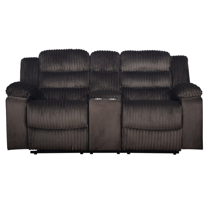 Willow Console Loveseat W/ Dual Recliners-Brown