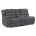Redondo Laf Console Loveseat W/ 2 Recliners-Dk Gray
