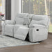 Chablis Reclining Console Loveseat-Mist Gray
