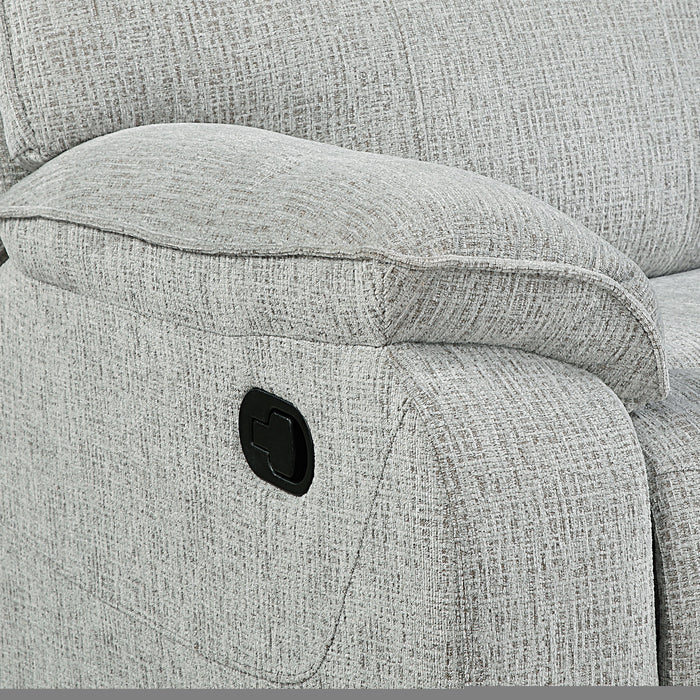 Chablis Reclining Console Loveseat-Mist Gray