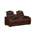 Chester Reclining Console Loveseat W/Pwr Hr & Fr-Brown