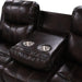 Kellen Sofa W/Dual Recliner & Drop Down Tray-Brown