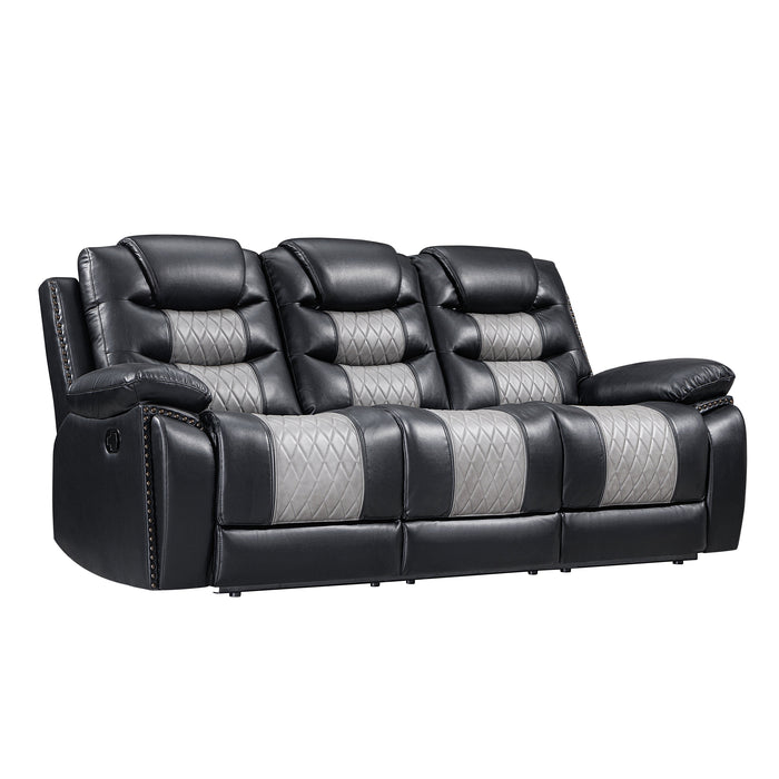 Nikko Sofa W/Dual Recliner-Black/Gray