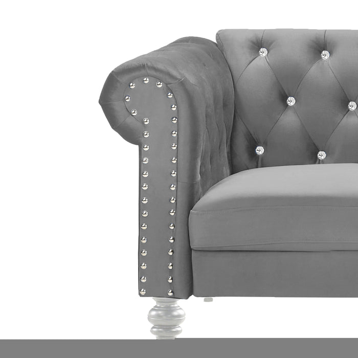 Emma Crystal Loveseat-Gray