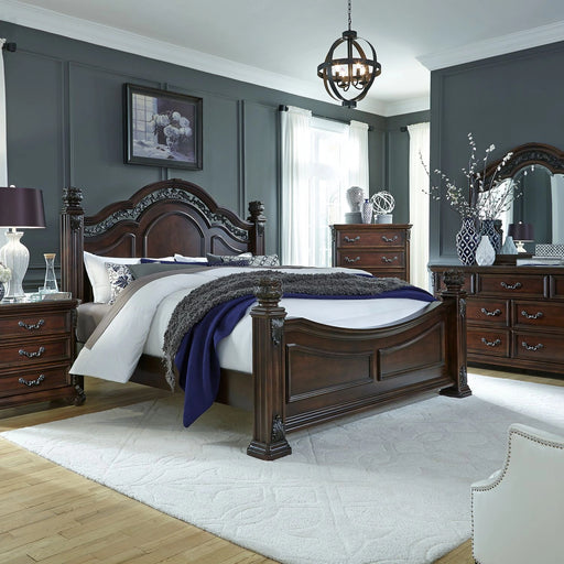 Messina Estates King California Poster Bed, Dresser & Mirror, Night Stand image